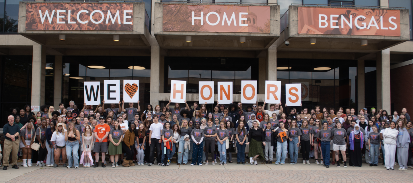 Students joining Together in front of the student union